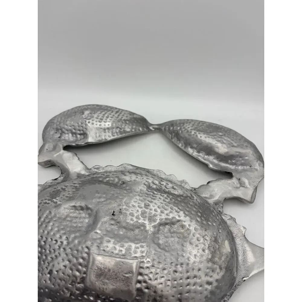 Large Silver Shiny Metal Crab Shaped Serving Tray, Divided 3-Compartment